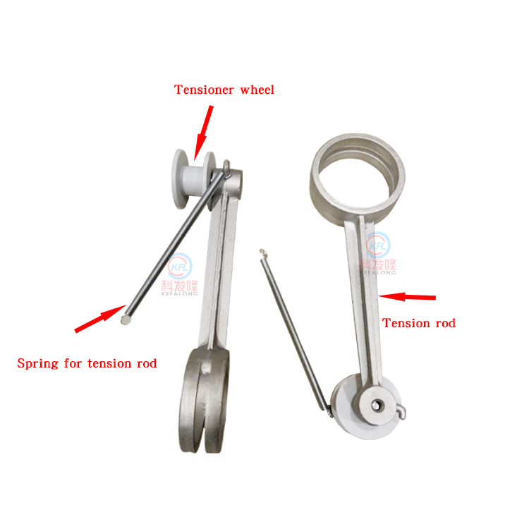 Tension wheel with bearing opening tensioner rod of industrial ironing machine accessories